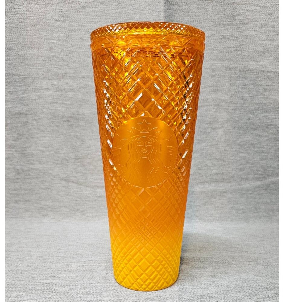 Starbucks 2022 Summer Orange MANGO OMBRE Jeweled Venti Cold Tumbler 24oz *read*